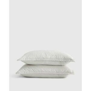 NWOT Quince‎ Light Grey King Organic Cotton Stripe Stitch Quilted Sham Set 2 Pcs